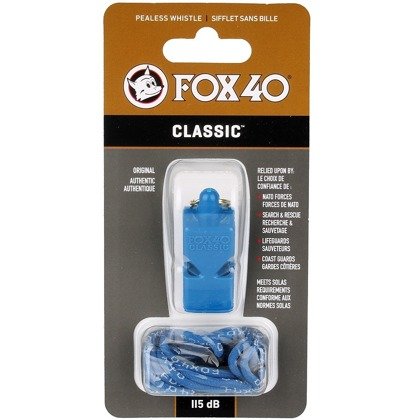 Niebieski gwizdek sędziowski ze sznurkiem Fox40 Classic