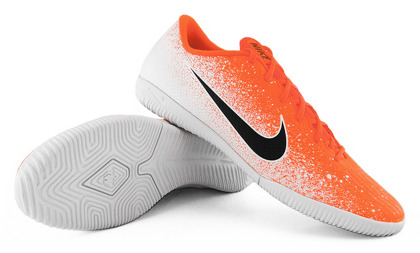 Pomarańczowo-białe buty piłkarskie na halę Nike Mercurial Vapor Academy IC AH7383-801