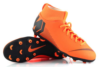Pomarańczowo-czarne buty piłkarskie Nike Mercurial Superfly Club MG AH7339-810 JR