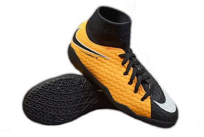 Pomarańczowo-czarne buty piłkarskie na halę Nike Hypervenom Phelon DF IC 917774-801 JR
