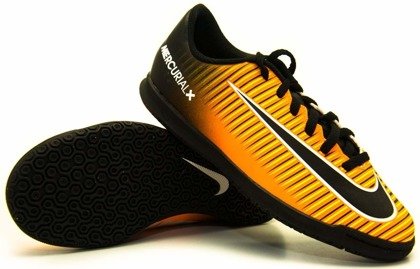 Pomarańczowo-czarne buty piłkarskie na halę Nike Mercurial Vortex IC 831953-801 JR