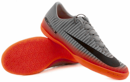 Szaro-pomarańczowe buty piłkarskie na halę Nike Mercurial Victory IC CR7 852488-001 JR