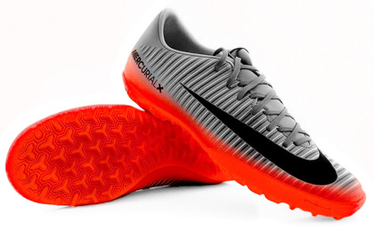 Szaro-pomarańczowe buty piłkarskie na orlik Nike Mercurial Victory CR7 TF 852487-001 JR