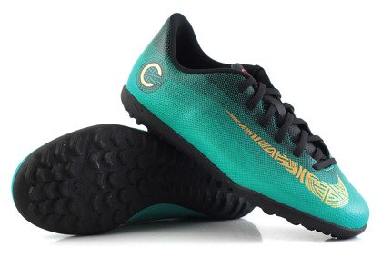 Zielono-czarne buty piłkarskie na orlik Nike Mercurial Vapor Club CR7 TF AJ3106-390 JR