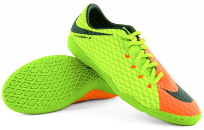 Zielono-pomarańczowe buty piłkarskie na halę Nike Hypervenomx Phelon IC 852563-308
