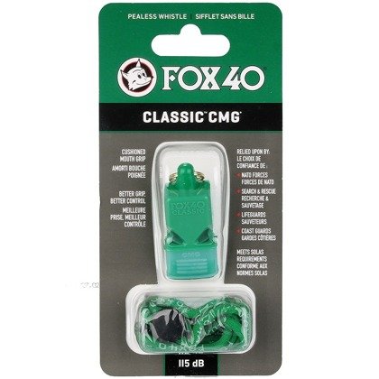 Zielony gwizdek sędziowski ze sznurkiem Fox 40 Classic CMG 