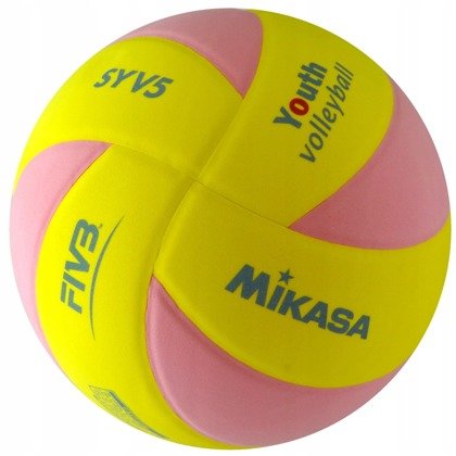 Żółto-różowa piłka do siatkówki Mikasa SYV5 Youth - rozmiar 5