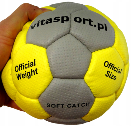 Żółto-szara piłka do piłki ręcznej Vitasport Soft Catch r2
